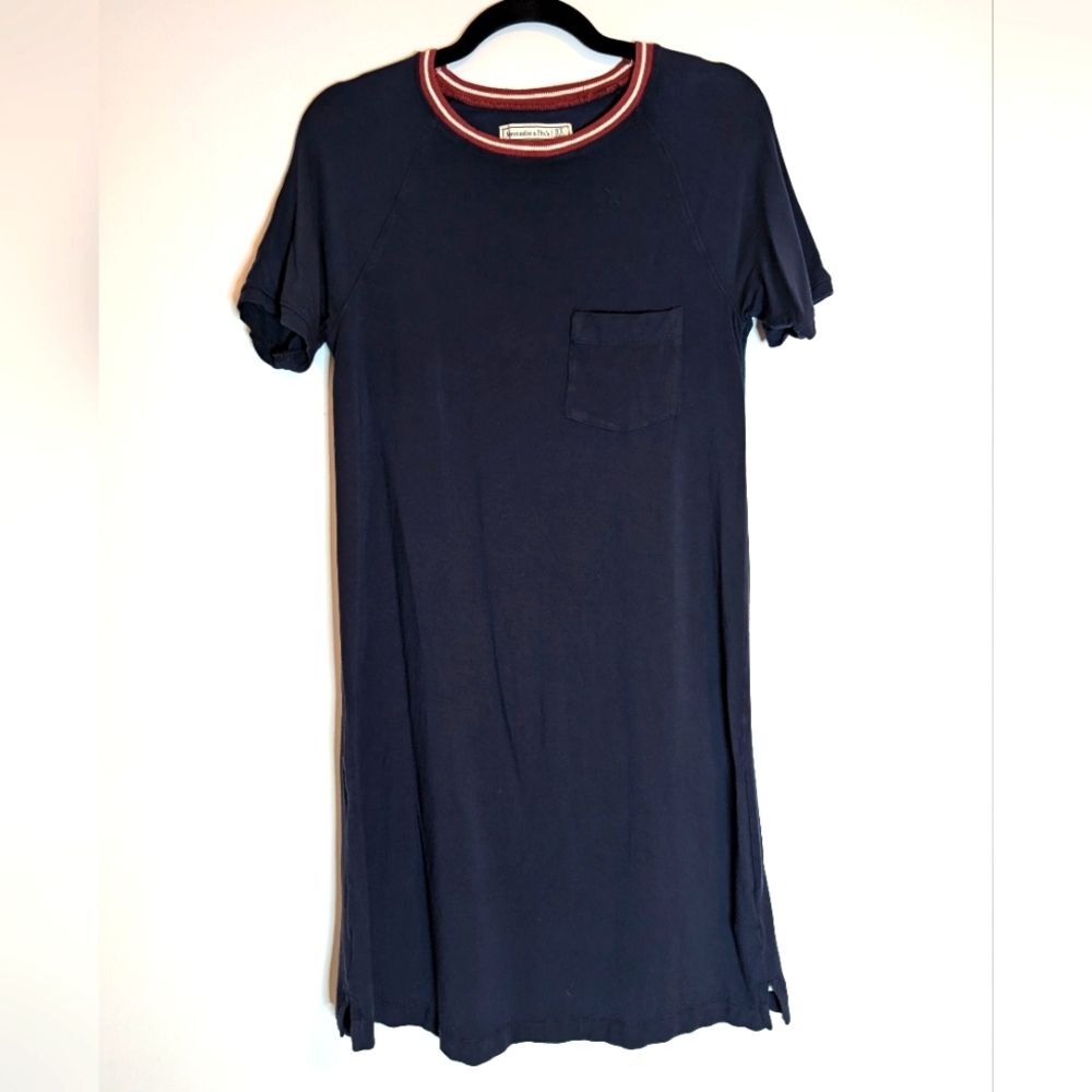 Abercrombie & Fitch Sz ST Jersey Shirt Dress Crewneck Detail Collar 1 Pocket